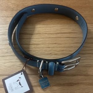 NWT COACH BLUE LEATHER DOG COLLAR SQUARE CHARM GROMMETS 8848 LARGE
